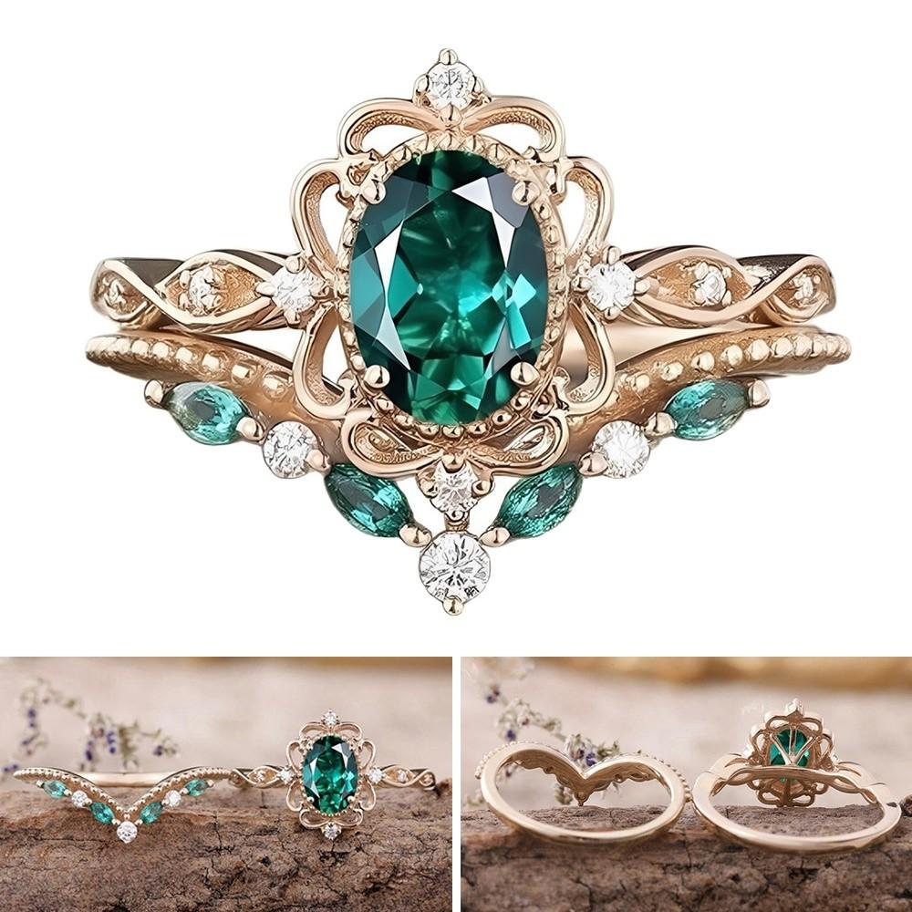 Jewelry Accessories Zircon Rings Green Crystal Rings New Finger Ring Women