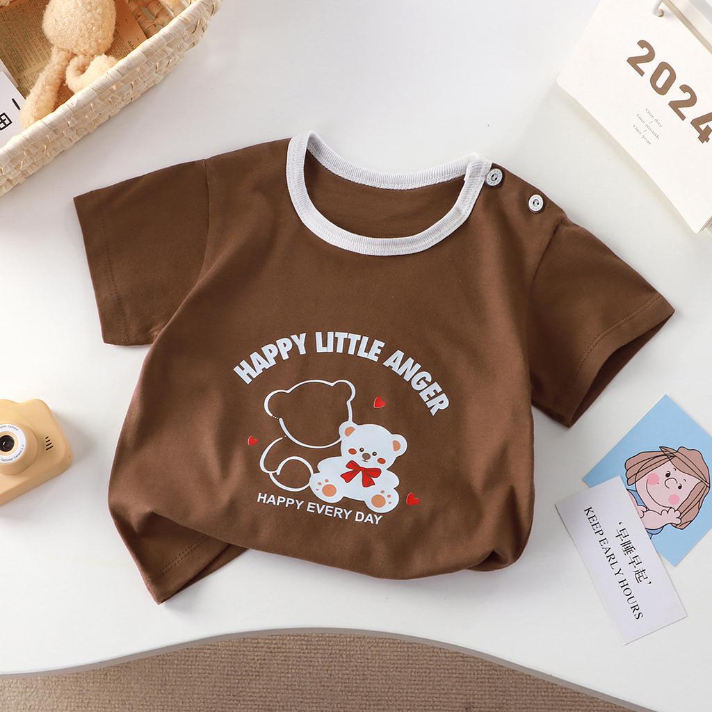 Новая футболка Хлопок Для девочек С коротким рукавом Летняя С полурукавом Детская Впитывающая пот Детская одежда