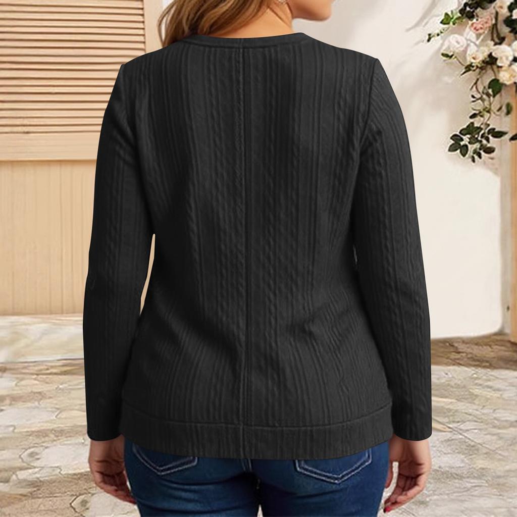 Women's Fashion Casual Plus Size Solid Color Long Sleeve Jacket