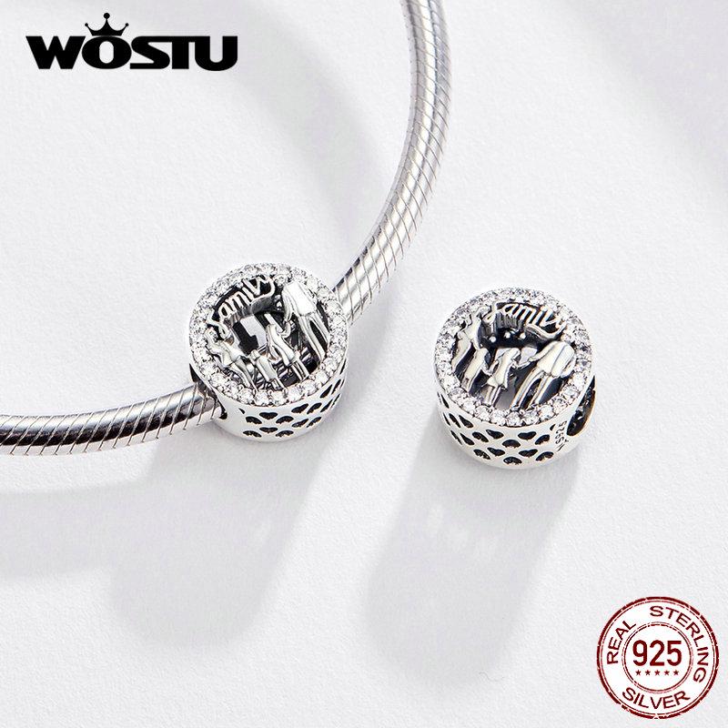 WOSTU 925 Silver Forever Family Dangle Charm Home House Enamel Beads Pendant Fit Bracelet DIY Jewelry