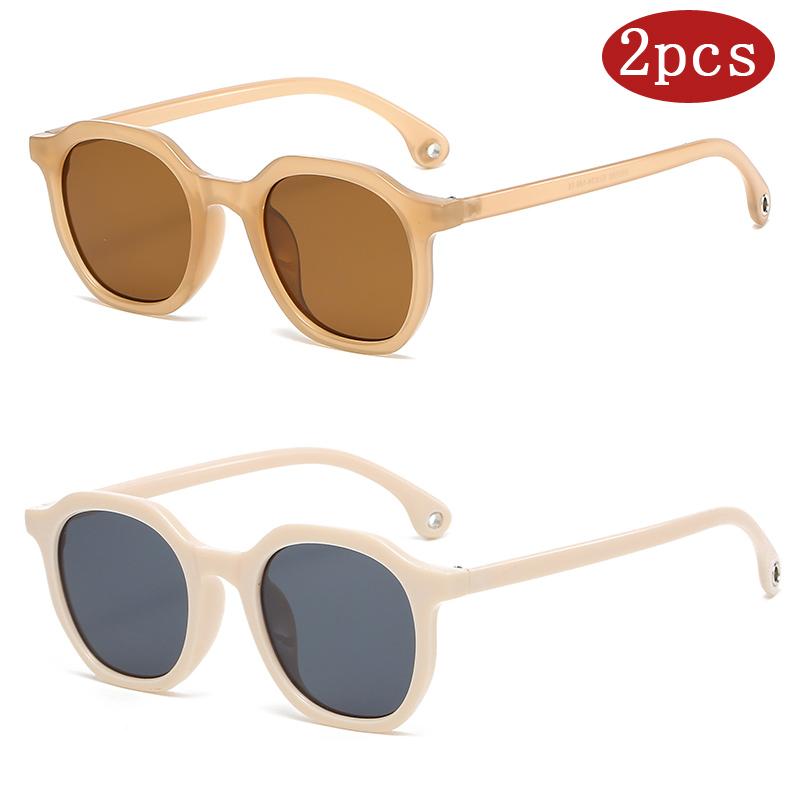2pcs Trendy Polygonal Sunglasses Women Designer Small Framed Sun Glasses Female Outdoor UV Protection Popular Eyewear