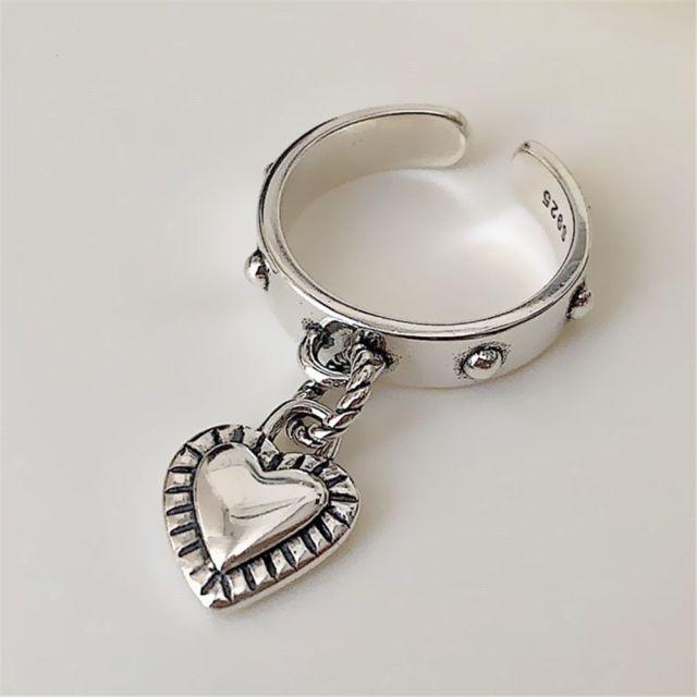 New Link Chain Tassel Gold Color Ring Zirconia With Spike Pendant Charm Fingure Ring For Women Opening Adjustable Ring