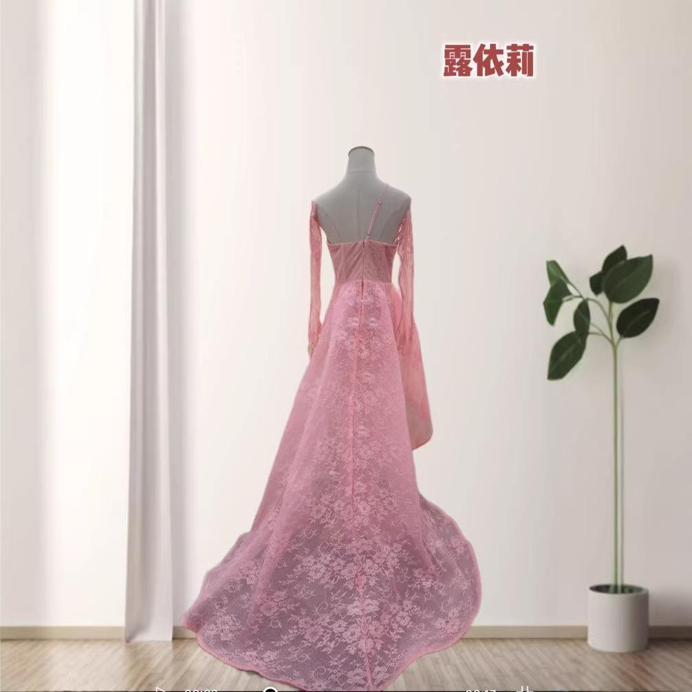 New sexy irregular lace trailing long gloved wedding evening dress dress