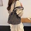 Denim Bag Bag Girl Cute Cherry Crossbody Bag Korean Version Floral Casual Shoulder Bag Vintage Denim Tote Bag