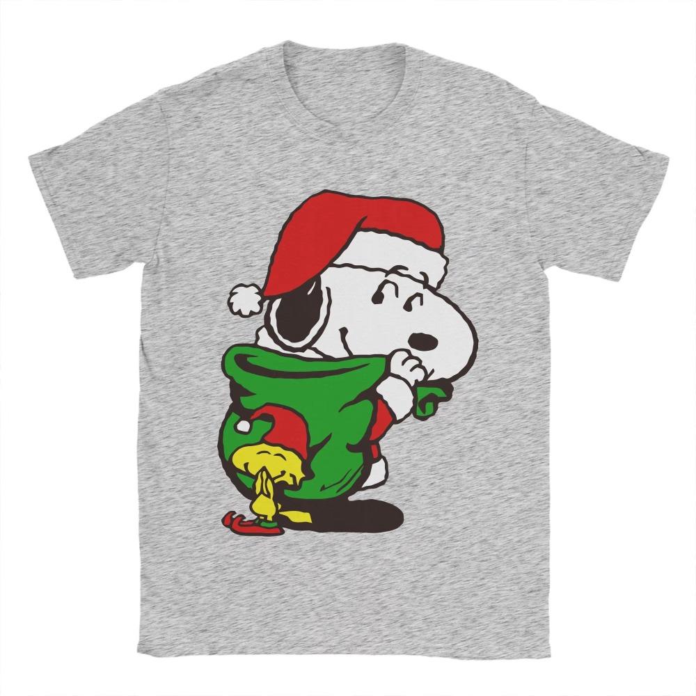 Santa Snoopy Woodstock Christmas Unisexs T Shirts Short Sleeve Crew Neck TShirt Cotton Soft Comfortable Unisexs Clothing
