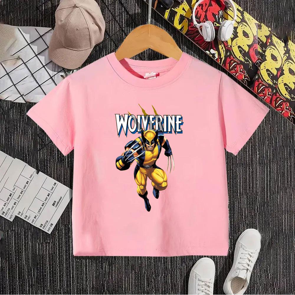 Police Wolverine Logan Cartoon Animation Fashion 2026 Summer Children's T-shirt Cotton Cartoon Sports Top