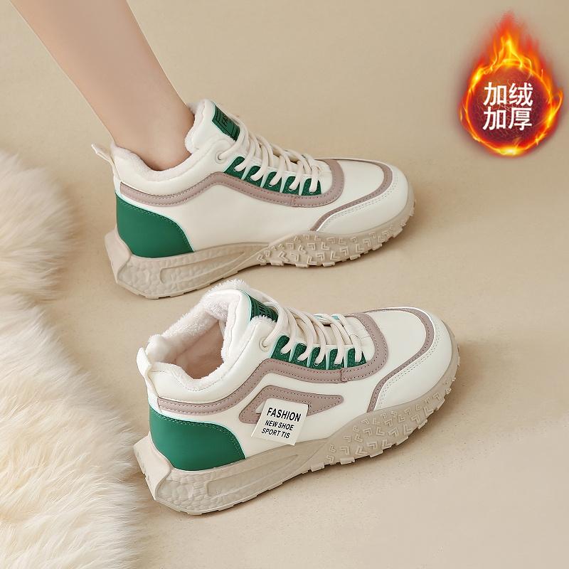 Модные кроссовки CRLAYDK на массивной подошве для женщин, утепленные мехом, теплые полусапожки, из ПУ кожи, на платформе, зима 2024, спортивные, повседневные, для ходьбы, теннисные