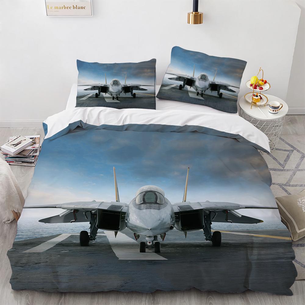 Airplane Duvet Cover SetFighter American Air Force Classic PlaneDecorative Bedding Set Queen Comforter Cover For Men Boys Teen