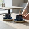 CUPS WITH SAUCERS FOR COFFEE AND TEA SET 200 ml GARNET Ø 8.5 CM