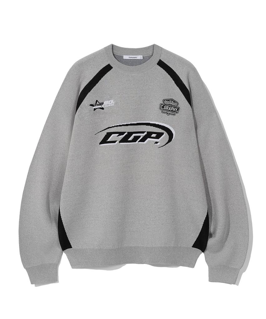 CGP Blockcore Jacquard Color Block Round Knit_Melange Gray