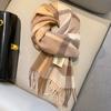 Winter Fashion British Pure Wool Scarf Women's Warm Long Thickened Fringed Scarf Couple Shawl Versatile