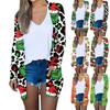 Женская мода повседневная рождественская принтованная куртка-кардиган с длинным рукавом и средней длиной