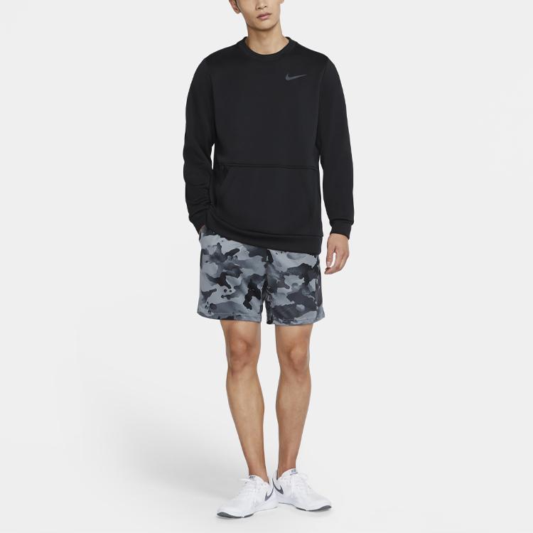 Nike Therma Training флисовый пуловер с длинным рукавом толстовка мужская топы черный CU7272-010