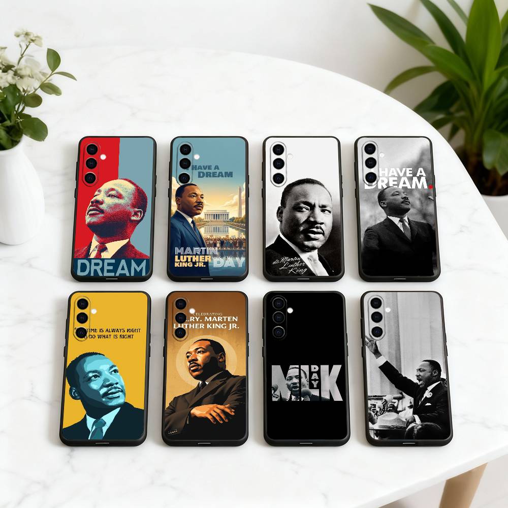 Great M-Martin Luther King Jr Phone Case Black Silicone Soft For Samsung Galaxy A73,A72,A71,A70,A53,A52,A51