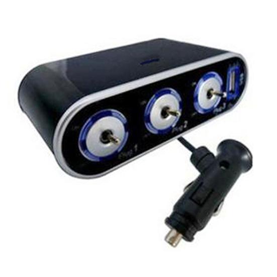 3-полосный автомобильный прикуриватель, тройной разъем, разветвитель, USB-зарядное устройство со светодиодной подсветкой