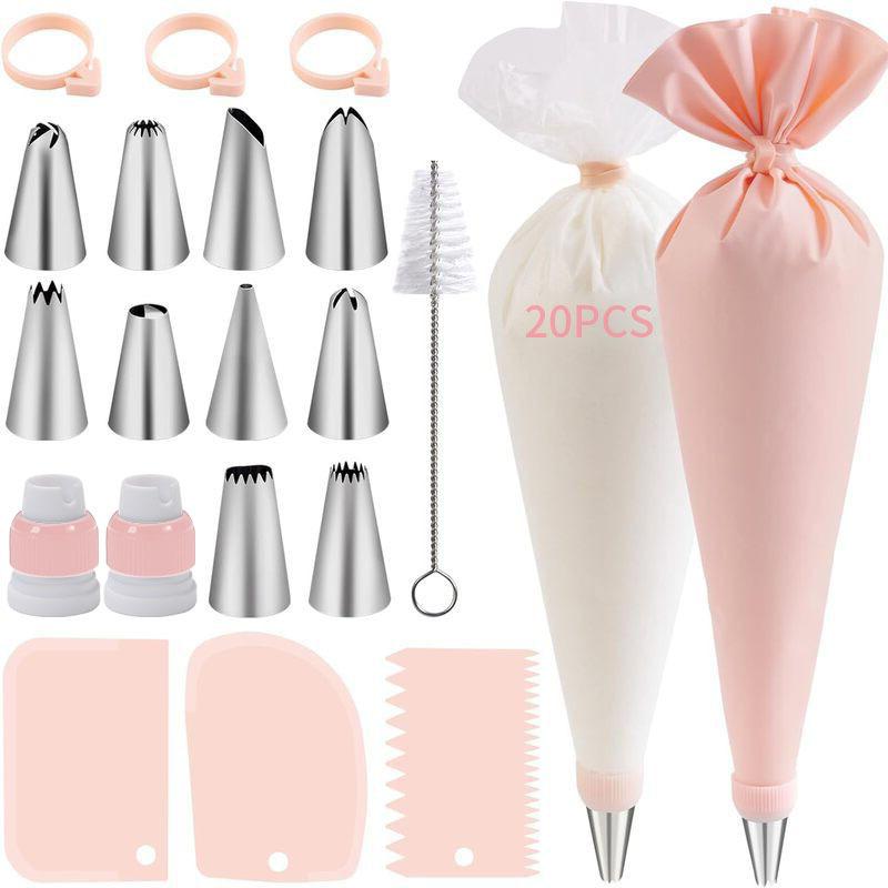 40Pcs Cake Decorating Kit with Stainless Steel Tips TPU Reusable Piping Bag for Cupcake Cookie Pastry Making