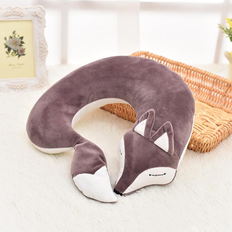 U Shape Neck Travel Pillow Cute Fox Pillow Hug Sleeping Pillows Ornamental Pillow Office Sleep Pillow 30*30*8CM