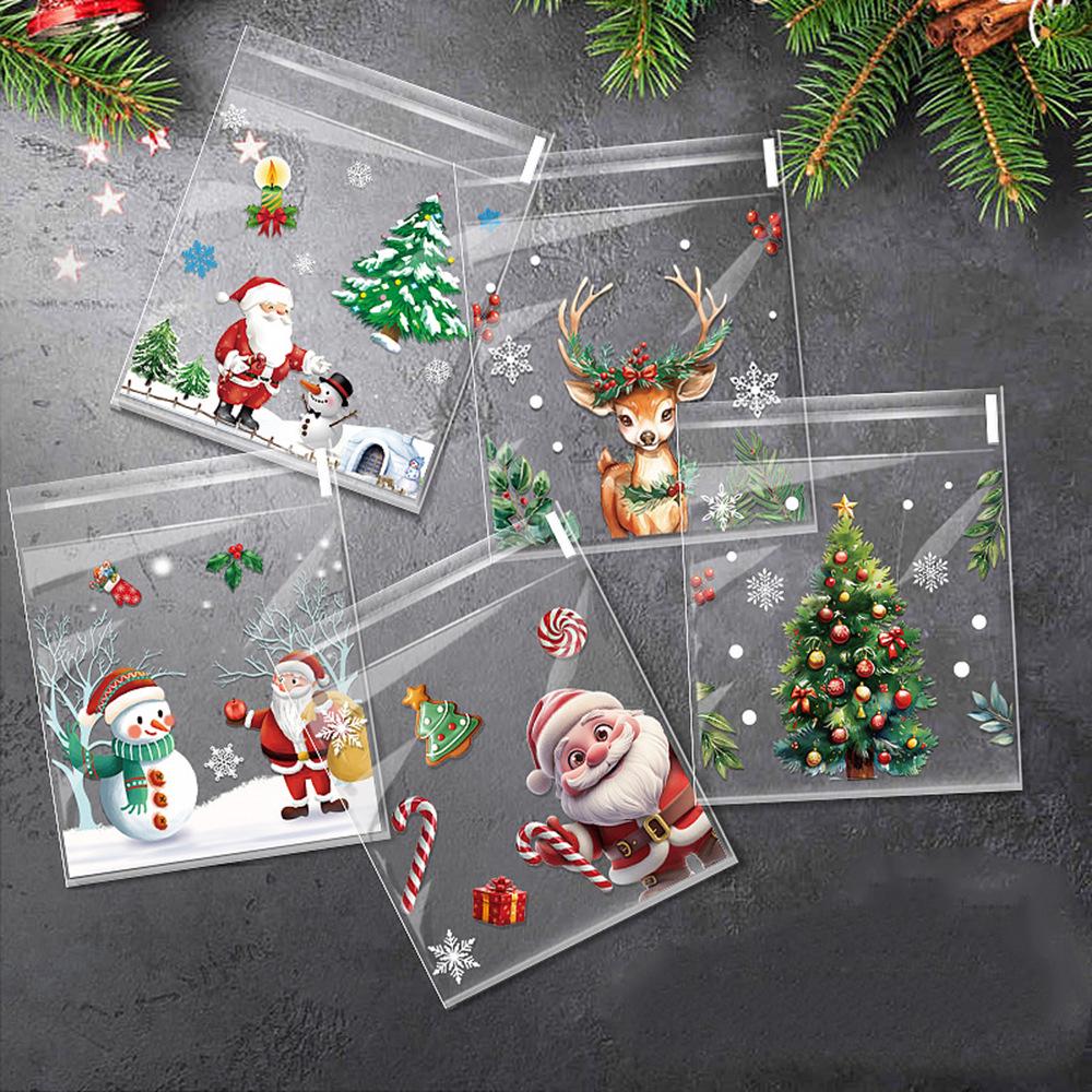 100 Pack Christmas Self-Adhesive Candy Bags: Five-in-One Design for Holiday Party Gifts