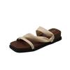 Soft Leather~ Thick-soled Square Head with Cool Slippers, Women Wear Retro Temperament with Skirts, Sandals, and Two Slippers.