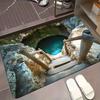 3D мистический дизайн пещеры со ступенями и синей водой, прочный коврик для прихожей | Завораживающий тематический коврик для входа «Пещера», Декор в виде пещеры