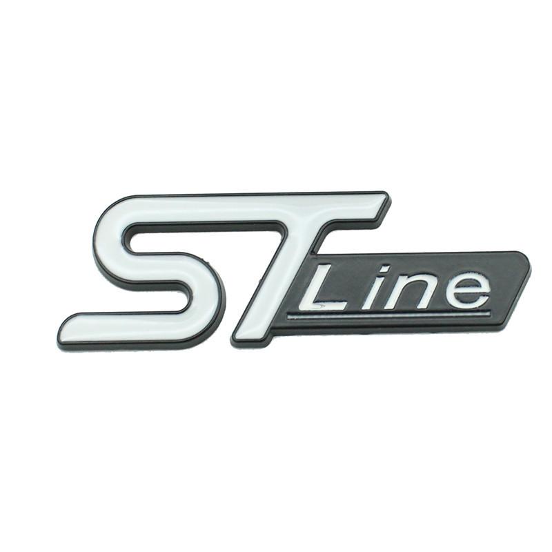 KFLV8 2pcs 3D  ST-Line metal automotive stickers for the  middle grill rear and fender, applicable to Ford  car serials