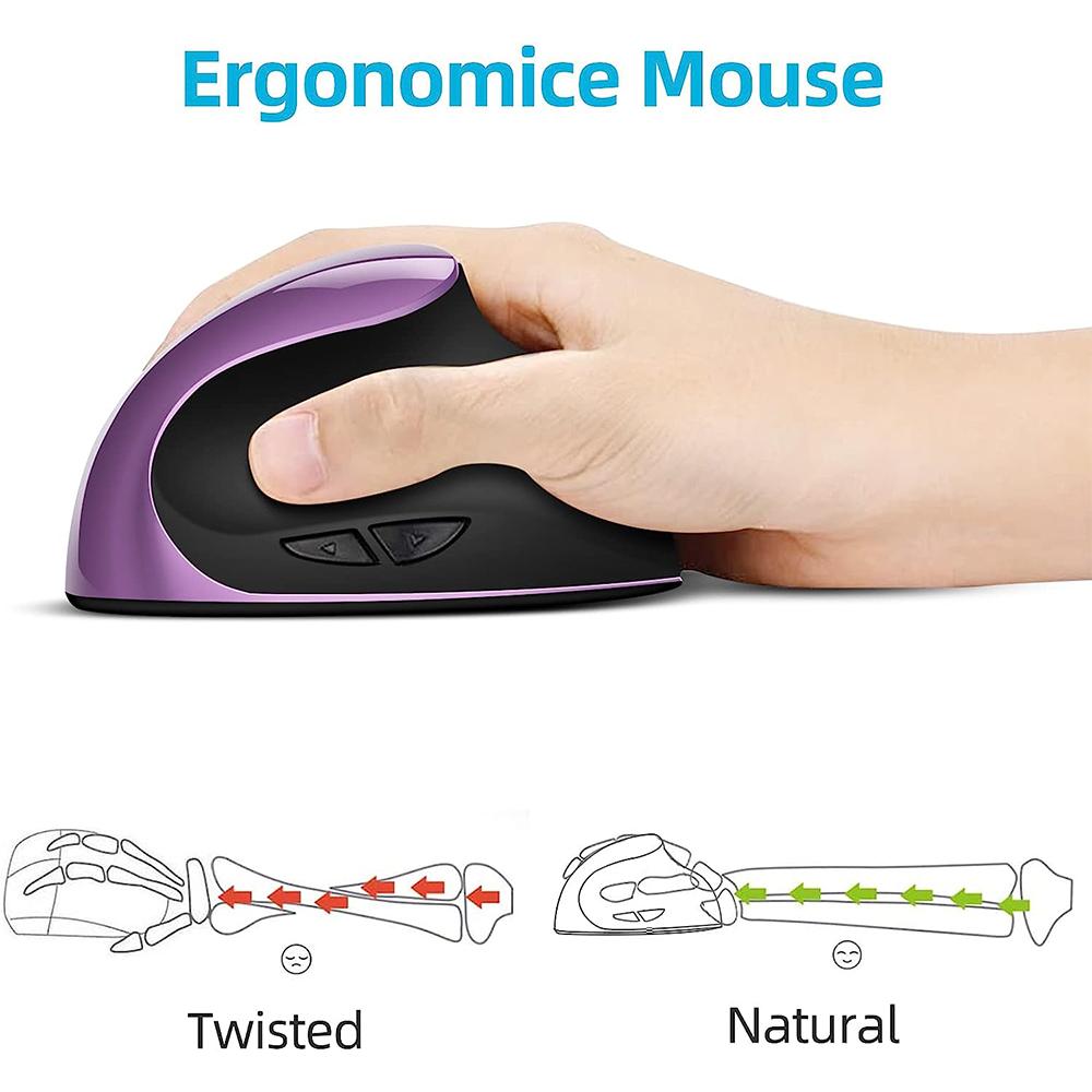 Ergonomic Mouse Rechargeable Wireless Mouse with 6 Buttons and 3 Adjustable