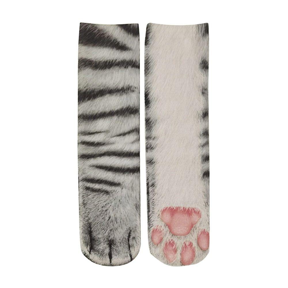Thicken 3D Print Animal Paw Socks Breathable Novelty Stocking Creative Thermal Calf Socks  Adult