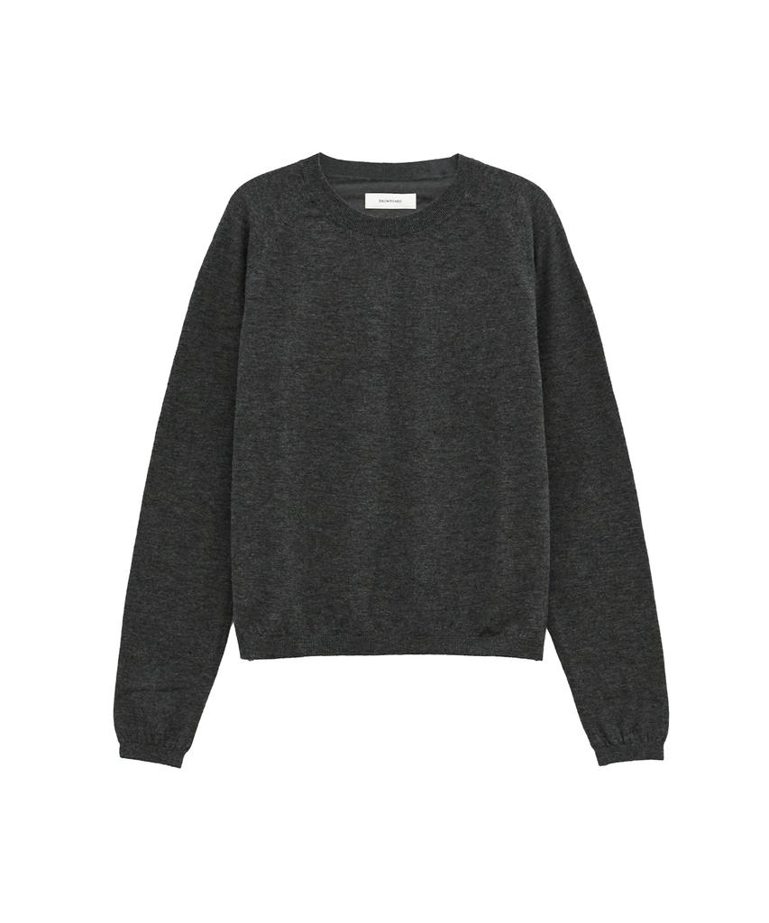 BROWNYARD W Super Fine Bound Neck Knit, Charcoal