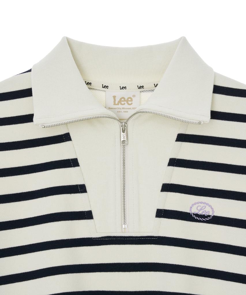 LEE Women'S Half Zip Crop Sweatshirt Ivory