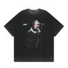 Mens Oversized Vintage Washed Cotton T-Shirt With Cartoon Animal Print Streetwear Loose Fit Short Sleeve Tee