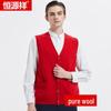 Hengyuanxiang Men's Pure Wool Button-Front Sleeveless Cardigan Vest