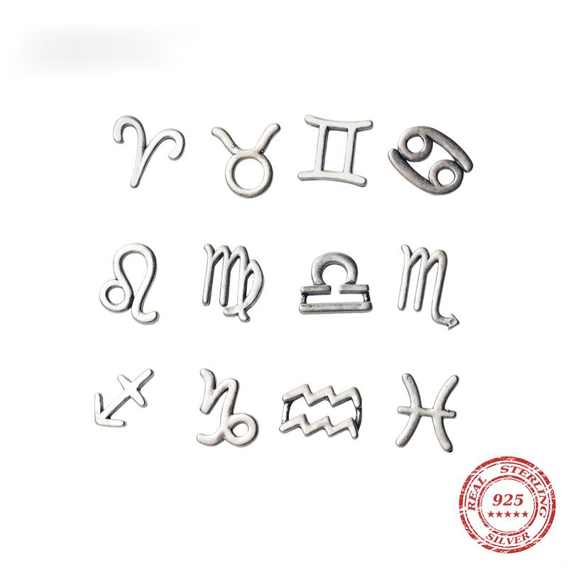 Серьги-гвоздики «Двенадцать созвездий» для женщин и девочек, симпатичные, из стерлингового серебра 925 пробы, Овен, Водолей, Лев, Дева, модные украшения