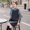 Women's Plaid Wool Blend Round Neck Vest Dress