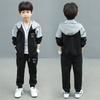 Spring Autumn Children's Set Kids Boys Color Block Sweatsuit Outfit Zip-up Hooded Sweatshirt Jacket Pants Casual Suit Children Clothes