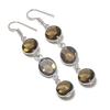Smoky Topaz Gemstone 925 Sterling Silver Earring 2.76"