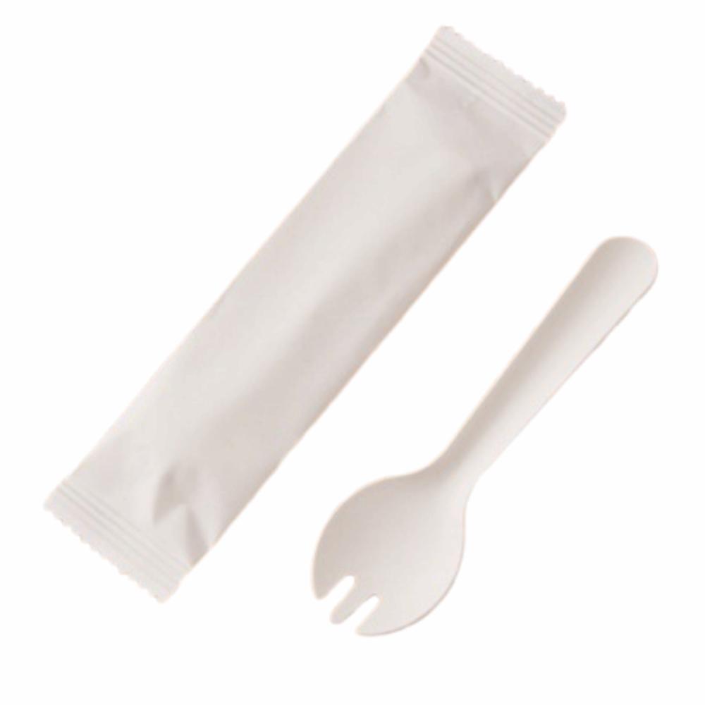 100Pcs Individual Packing Disposable Spoon Fork Eco-Friendly Dessert Cake Scoop Household
