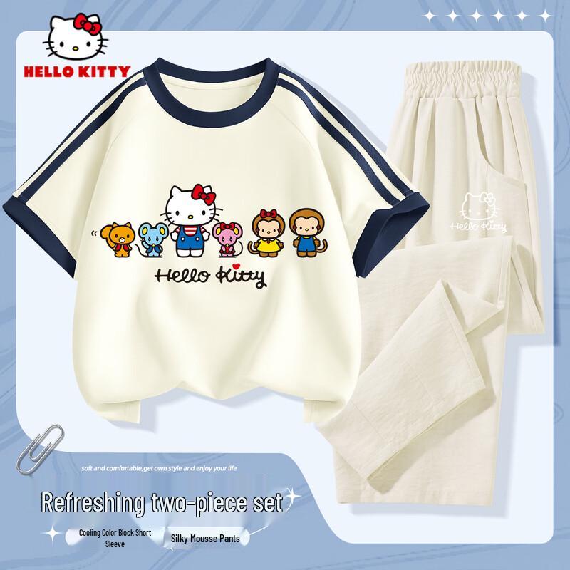 Hello Kitty Летний повседневный комплект для девочек: футболка и брюки