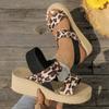 Fashion Leopard Print Wedge Sandals for Women Summer 2025 Lightweight Non Slip Walking Shoes Woman Fashion Comfortable Platform Sandles