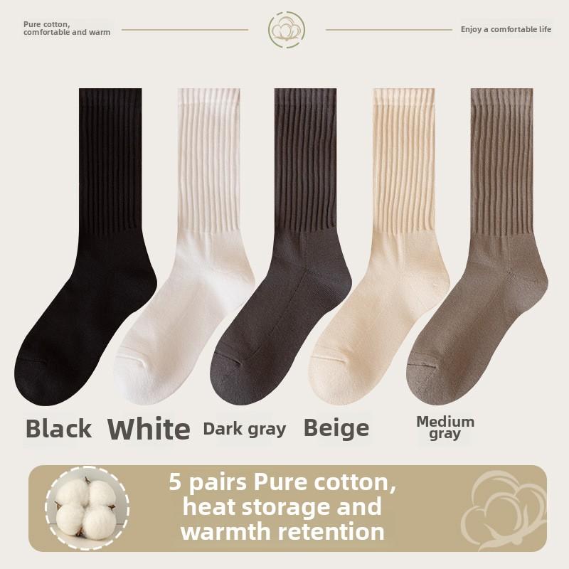 5 пар мужских осенне-зимних носков из чистого хлопка и ворса, утолщенных, теплых, спортивных, дезодорирующих, антибактериальных, шерстяных, с кольцами