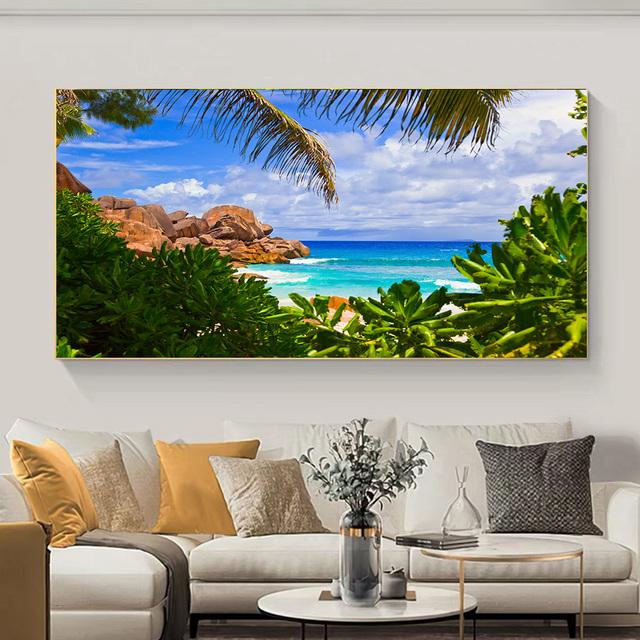 Тропический пляж, пальмы, закат, морской пейзаж, холст, картина, пейзажные постеры и принты, настенные художественные фотографии, домашний декор, без рамки
