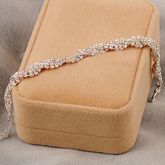 Fashion Women's Gold Silver Plated Clear Crystal Chain Bracelet Bangle Jewelry