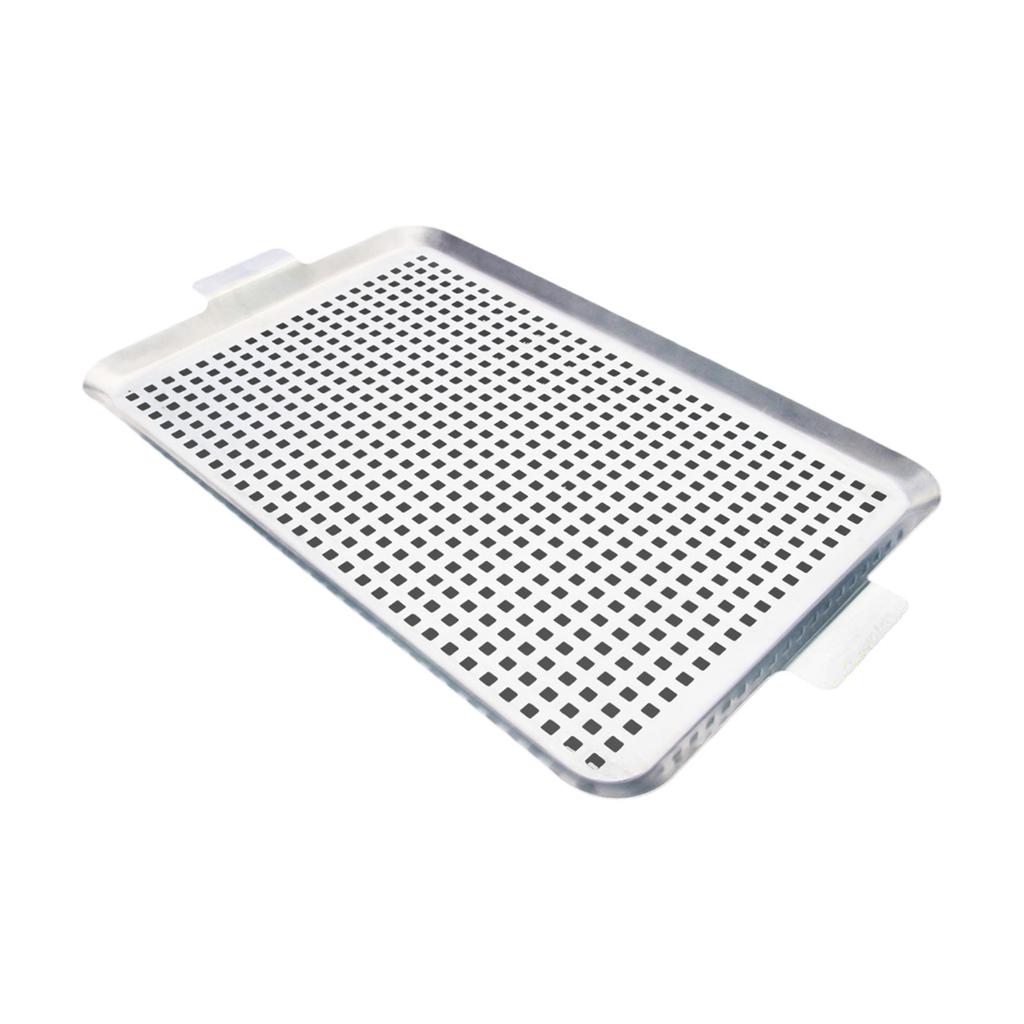 Sturdy Stainless Steel Grill Pans For Outdoor BBQ With Perforated Design And Handles Ideal For Vegetables Fish Meat