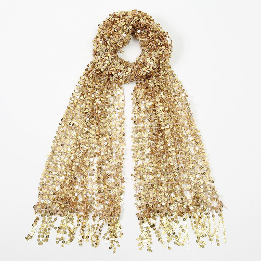 Винтажный золотой блестящий шарф с бахромой, вечерняя шаль, женский роскошный головной платок, декоративные накидки с пайетками, бахрома, для невесты, подружки невесты, свадебная накидка