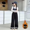 Женские широкие брюки в клетку с плюшем - Теплые, стильные и свободного кроя для осени/зимы.
