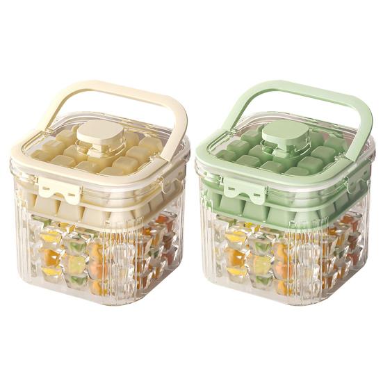 Portable Ice Cube Maker with Lid and Ice Shovel Reusable Ice Tray Food-Grade Safe Storage Container for Home RV Outdoor BBQ Pool Party Camping