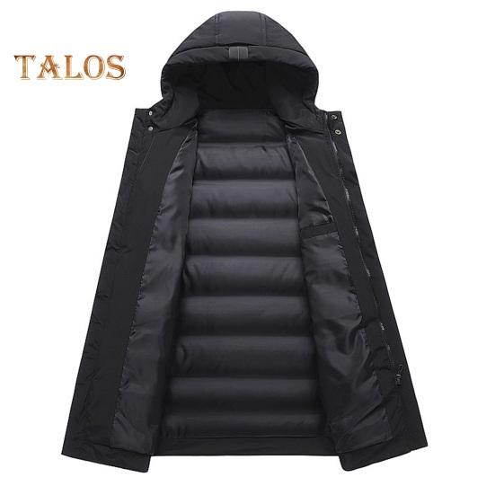 Мужское хлопковое пальто с капюшоном, длинными рукавами, карманами, длинный пуховик, застежка-молния, однотонные карманы, утолщенная повседневная верхняя одежда