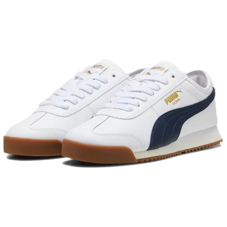 Puma Roma 68 Revival - белые клубные темно-синие мужские кроссовки Gum 398634-04