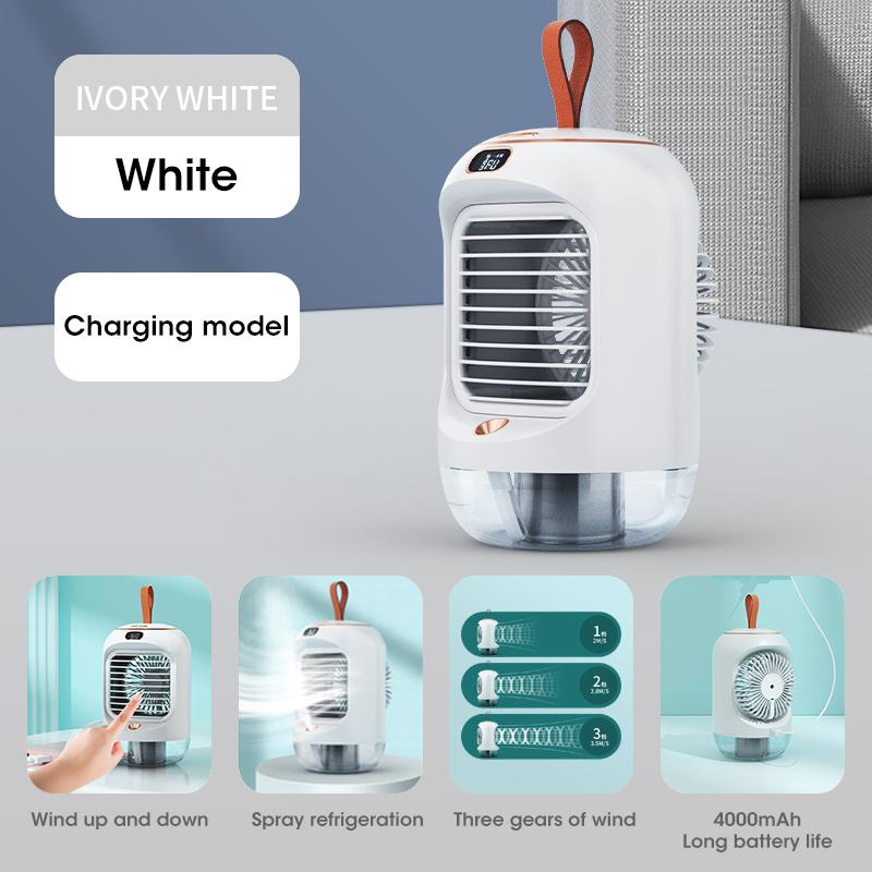 Desktop Air Conditioner Portable Fans Spray Atomization Mute Desktop Air Cooler Night Light Electric Fan Humidifier for Home