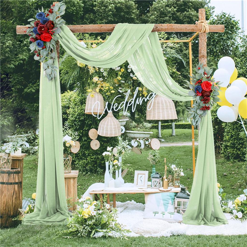 Arch Drapery Tulle Curtains Outdoor Wedding Arch Background Party Photography Veil