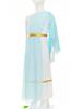 Girls Greek Toga Costume Single Shoulder Tulle Shawl Patchwork Flowy Dress Waistband Ancient Roman Halloween Outfit
